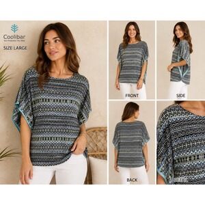 Coolibar multi-color geometric patterned dolman sleeve UPF 50+ Women's Size M